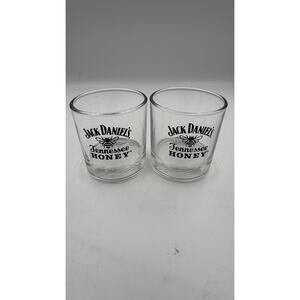 Jack Daniels "Tennessee Honey" Lowball Whiskey Glasses -Honey Bee Logo- Set of 2
